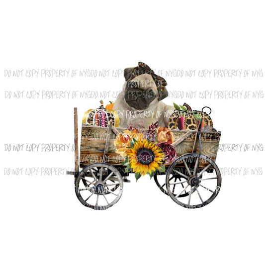 fall pug Sublimation transfers Heat Transfer