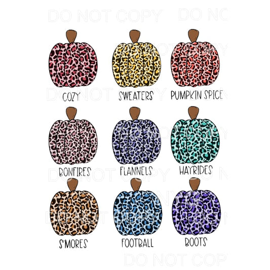 Fall Pumpkins X 9 Leopard Sublimation transfers - Heat 