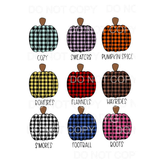 Fall Pumpkins X 9 Plaid Sublimation transfers - Heat 