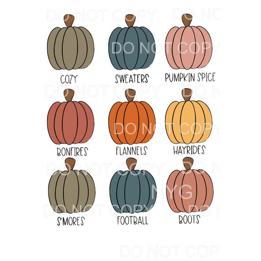 Fall Pumpkins X 9 smores football etc Sublimation transfers 