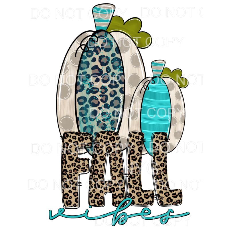 Fall Vibes Pumpkins Leopard Teal Stipes Polka Dots #160 