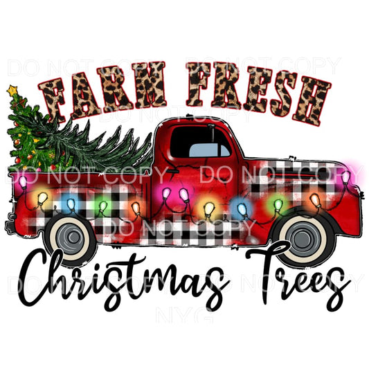 Farm Fresh Christmas Trees Leopard Red Black Plaid Vintage 