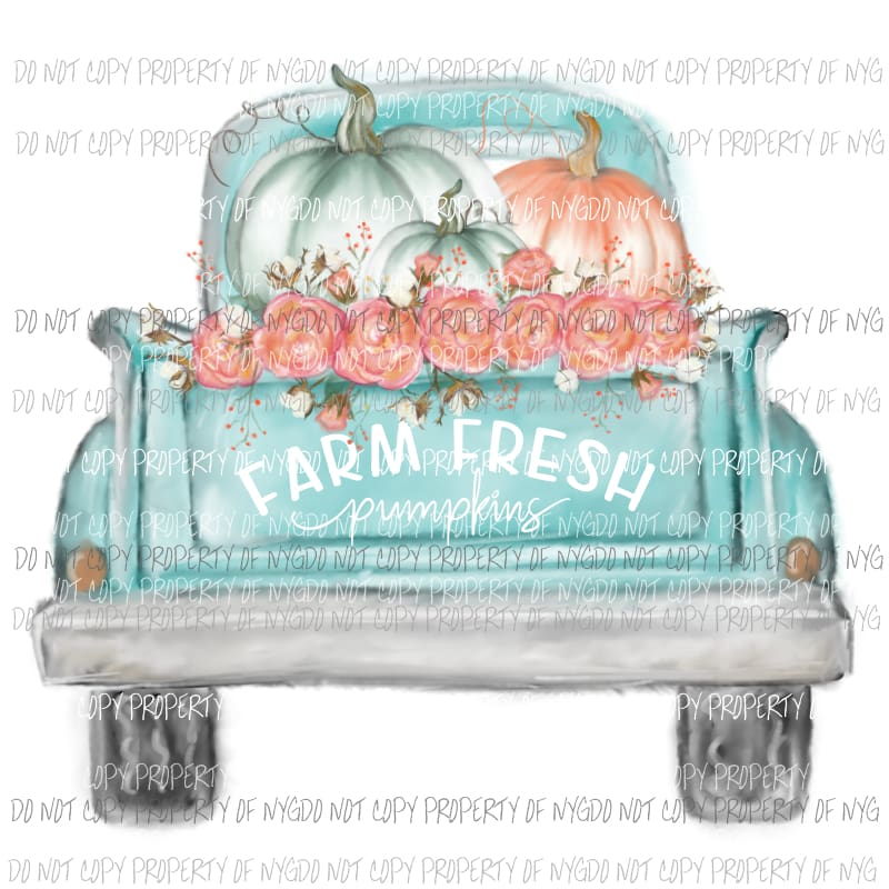 Farm Fresh Vintage Truck Pumpkins fall Sublimation transfers Heat Transfer