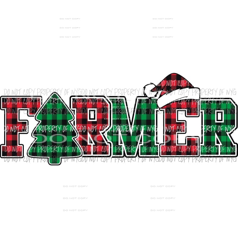 FARMER buffalo plaid tree santa hat Sublimation transfers Heat Transfer