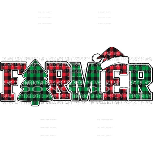 FARMER buffalo plaid tree santa hat Sublimation transfers Heat Transfer