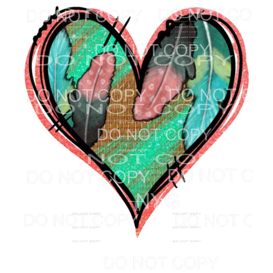 Feather Heart Pink Glitter #2026 Sublimation transfers - 