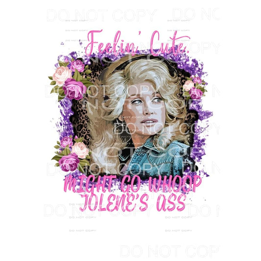 Feeling Cute Dolly Parton Leopard Purple Glitter Flowers 