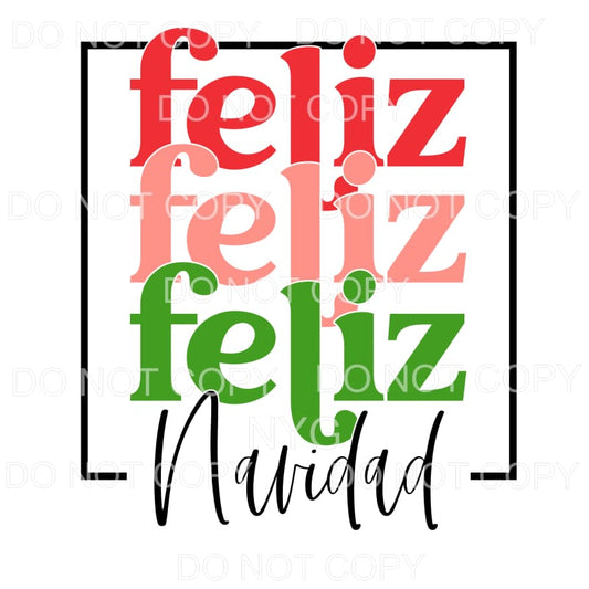 Feliz Navidad Stacked #1808 Sublimation transfers - Heat 