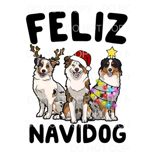 Feliz Navidog Sheppard aussie # 741 Sublimation transfers - 
