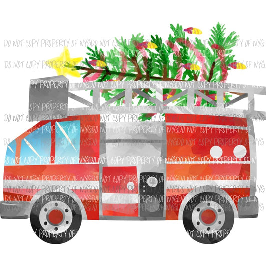 Fire Truck Tree Christmas Sublimation transfers Heat Transfer