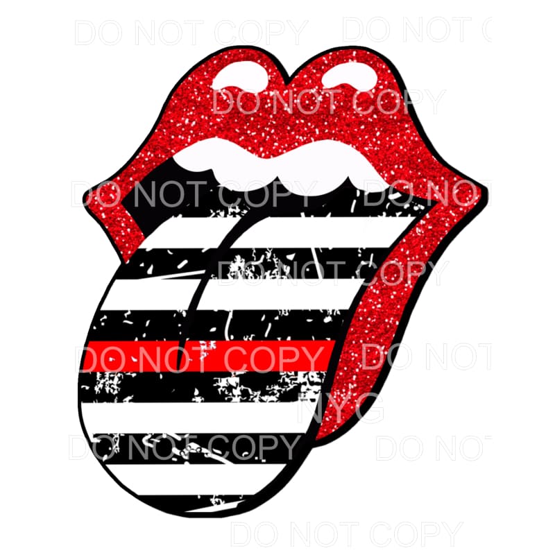 Firefighter Thin Red Line Rolling Stones Lips #1 Sublimation