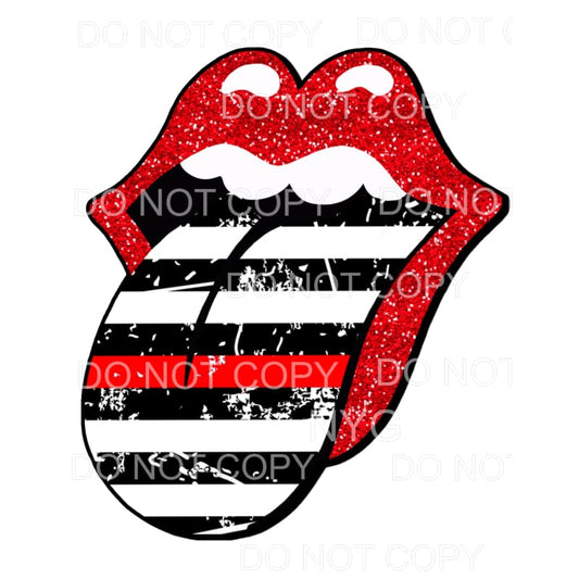 Firefighter Thin Red Line Rolling Stones Lips #1 Sublimation