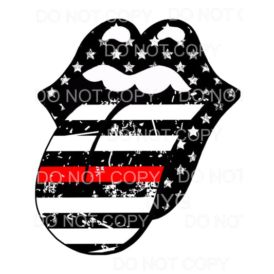 Firefighter Thin Red Line Rolling Stones Lips #2 Sublimation
