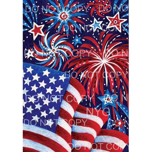Fireworks American Flag Sheet Sublimation transfers - Heat 