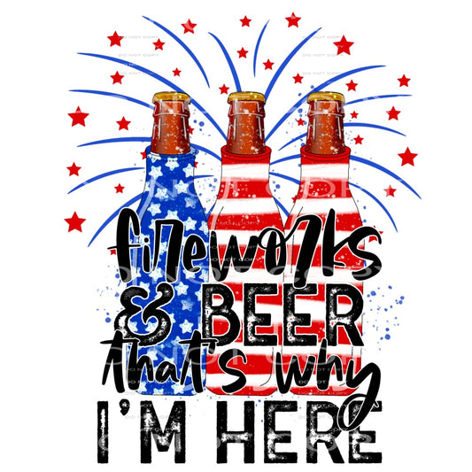 fireworks and beer that’s why I’m here #6409 Sublimation 