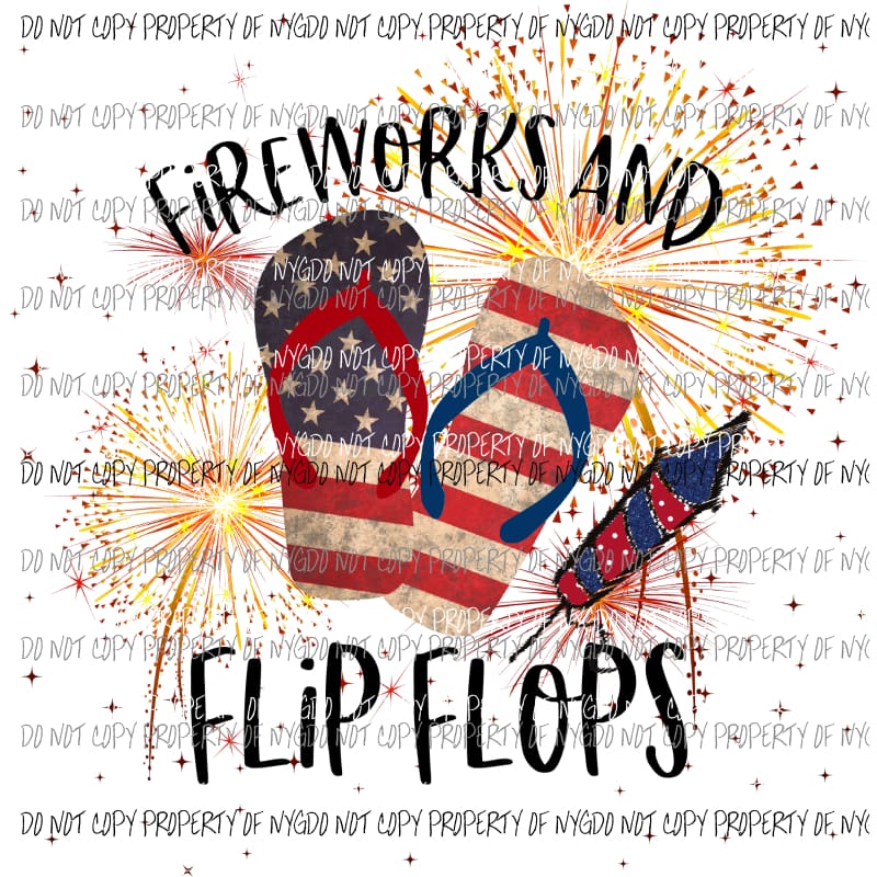 Fireworks And Flip Flops Sublimation transfers Heat Transfer
