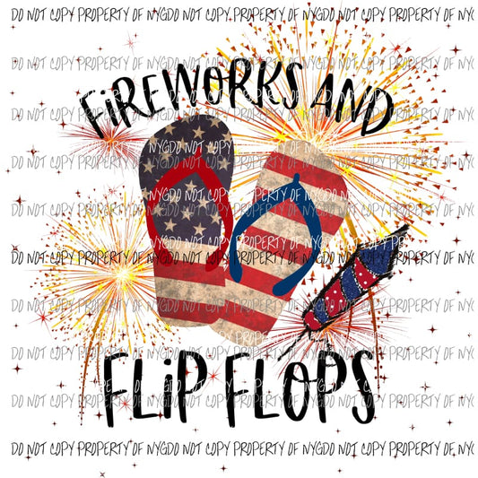 Fireworks And Flip Flops Sublimation transfers Heat Transfer