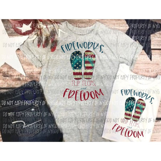 Fireworks flip flops and freedom Sublimation transfers Heat Transfer