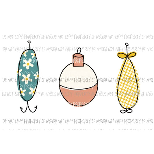 Fishing lure trio multi patterns Sublimation transfers Heat Transfer