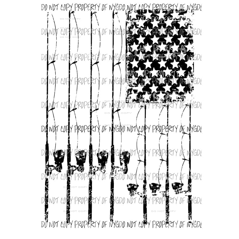 Fishing Pole Flag black Sublimation transfers Heat Transfer