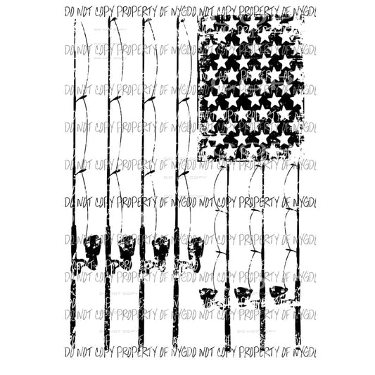 Fishing Pole Flag black Sublimation transfers Heat Transfer