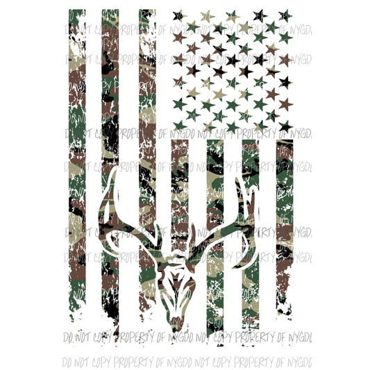 Flag Camo #2 buck skull Sublimation transfers Heat Transfer