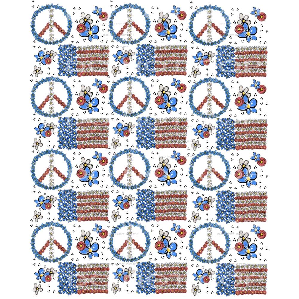 flag flower peace #6522 Sublimation transfers - Heat 