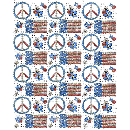 flag flower peace #6522 Sublimation transfers - Heat 