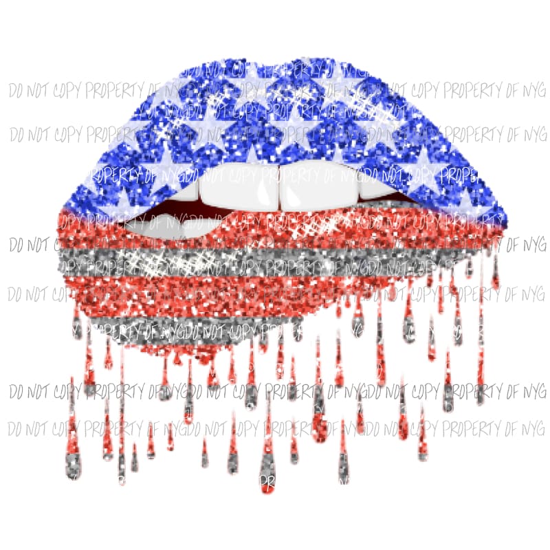 Flag Lips # 4 Sublimation transfers usa 4th of july america memorial labor day Heat Transfer