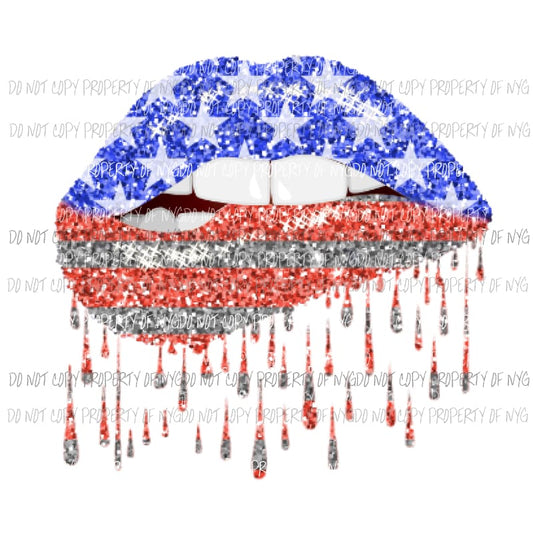 Flag Lips # 4 Sublimation transfers usa 4th of july america memorial labor day Heat Transfer