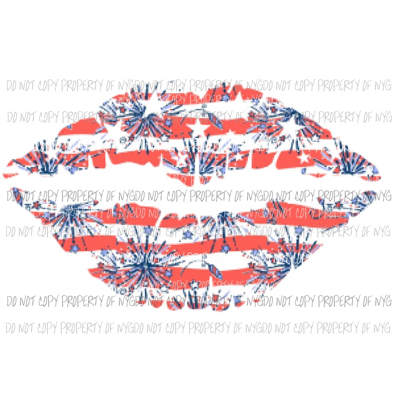 Flag Lips 5 Sublimation transfers america 4th july Heat Transfer