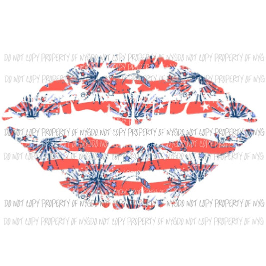 Flag Lips 5 Sublimation transfers america 4th july Heat Transfer