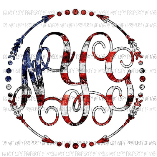 Flag Monogram 2 Sublimation transfers Heat Transfer