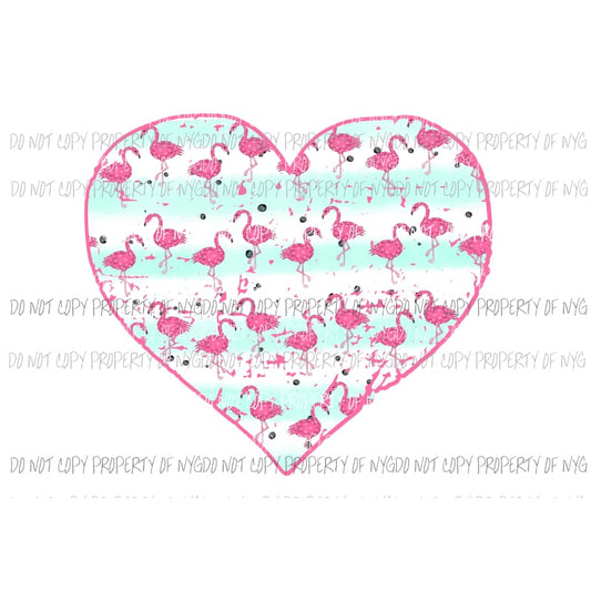 Flamingo Heart Sublimation transfers Heat Transfer