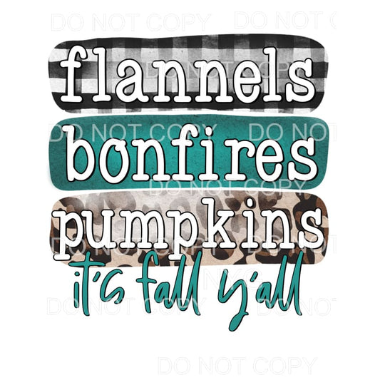 Flannels Bonfires Pumpkins It’s Fall Y’all Black Plaid Green