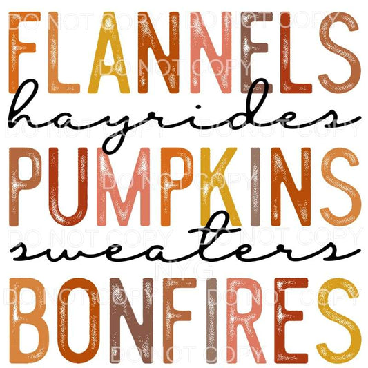 Flannels Hayrides Pumpkins Sweaters Bonfires Fall Colors 