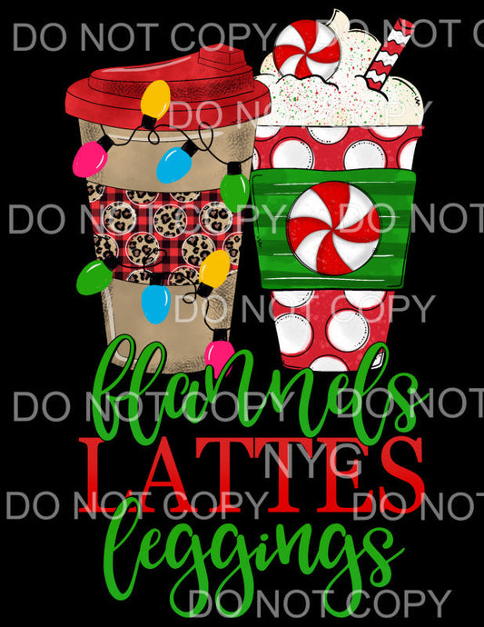 Flannels Lattes Leggings Cups Leopard Christmas Light Red 