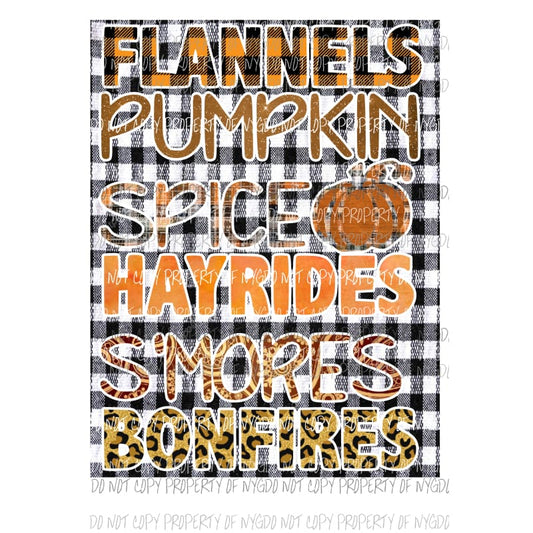 flannels pumpkin spice hayrides smores bonfires 2 Sublimation transfers Heat Transfer