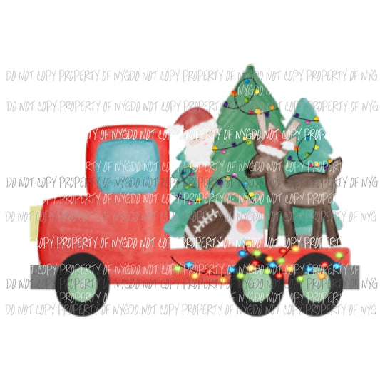 Flatbed Truck santa with lights Sublimation transfers Heat Transfer