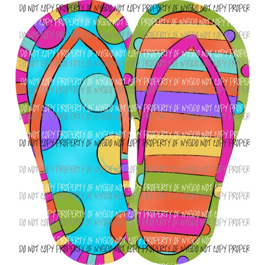 Flip Flops Bright Colors Prints Sublimation transfers Heat Transfer
