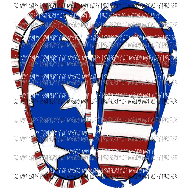Flip Flops Patriotic Red White Blue Sublimation transfers Heat Transfer