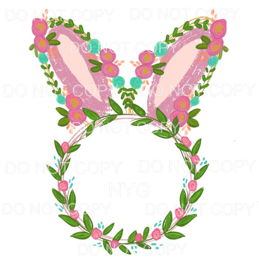 Floral Bunny Ears Wreath Easter Sublimation transfers - Heat