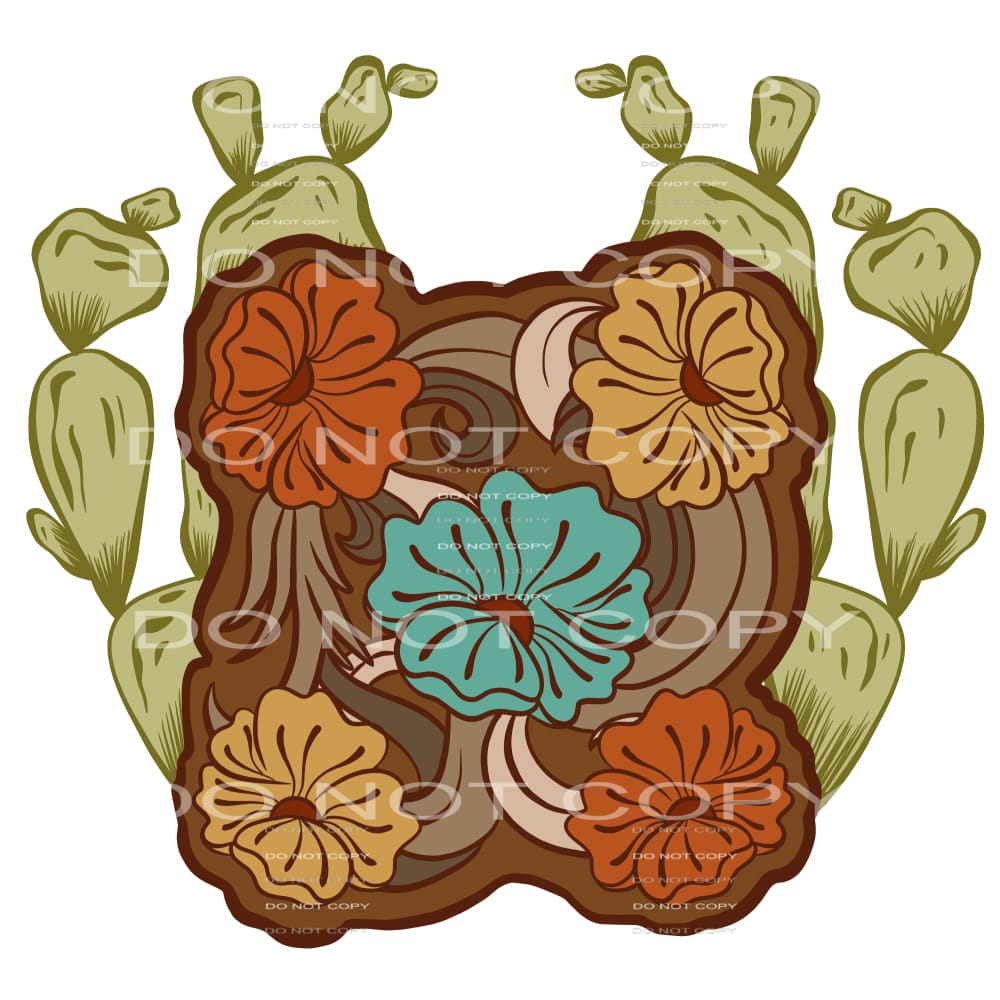 floral cactus #6845 Sublimation transfers - Heat Transfer
