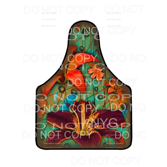 Floral Green Orange Blue Abstract Cow Tag #2154 Sublimation 
