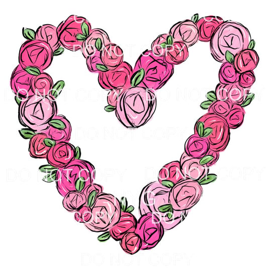 Floral Heart Pink #2220 Sublimation transfers - Heat 