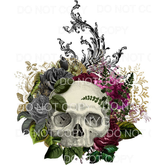 Floral Skull #6 Sublimation transfers - Heat Transfer