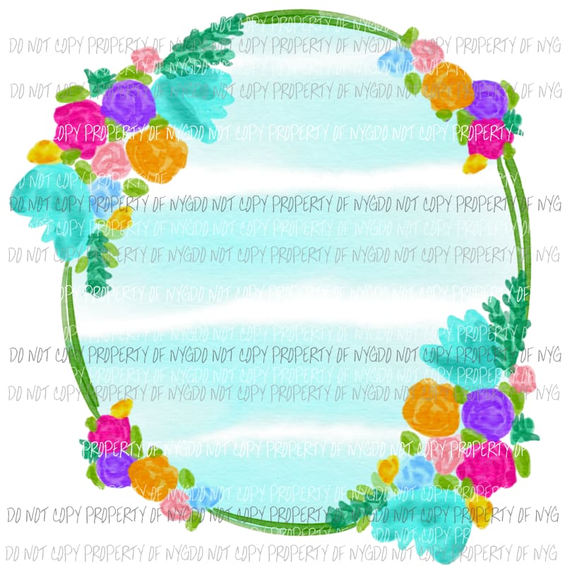 Floral Stripe Watercolor Frame Sublimation transfers Heat Transfer