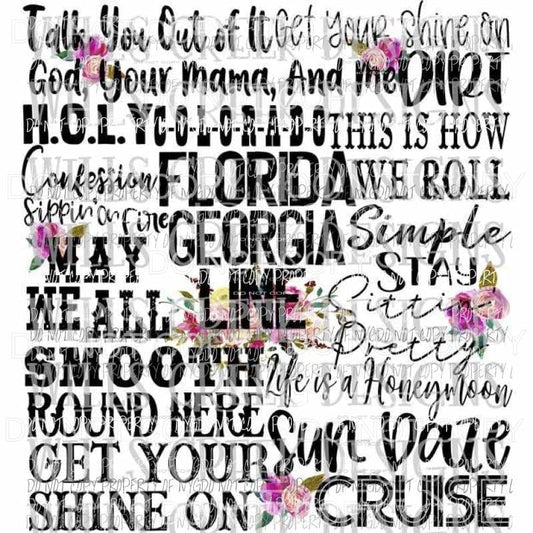 Florida Georgia Line songs Sublimation transfers Heat Transfer