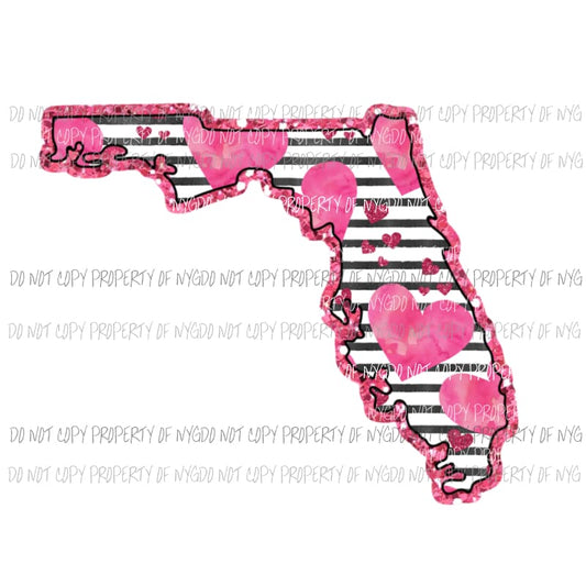 Florida pink heart black stripes Sublimation transfers Heat Transfer