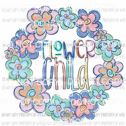 Flower Child flower wreath pastels Sublimation transfers Heat Transfer
